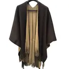 womens Custom Pure Winter Shawl 100% pure cashmere knitted poncho with tassels