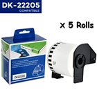 Continuous Compatible Label Rolls for Brother Printer DK22205 5Rolls White Paper 62mm*30.48m