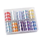 Foil Art New Arrival 10 Design/box Color Flame Transfer Foil Nail Art