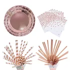 christmas party supplies tableware rose gold cup plates paper set