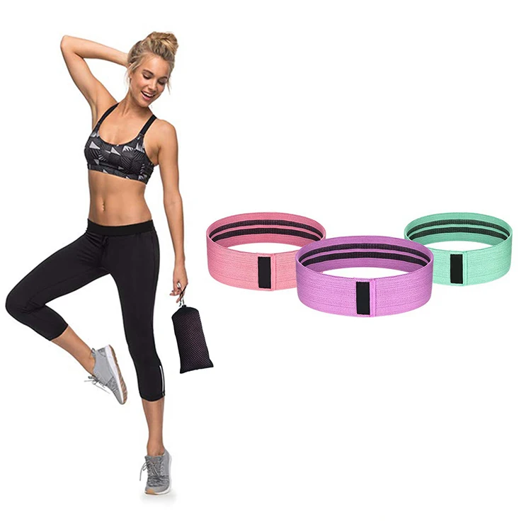 Wholesale custom logo fabric fitness exercise workout loop yoga resistance bands set