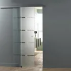 Aluminium 4.9FT/6FT/6.6FT Aluminium Alloy Frameless Brushed Glass Shower Sliding Barn Door Hardware Hidden Track Kit