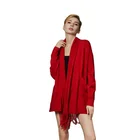 Ladies Hot Sale Trendy Ladies Cardigan Sweater Red Shawl Collar With Tassel Women Cardigan Sweater