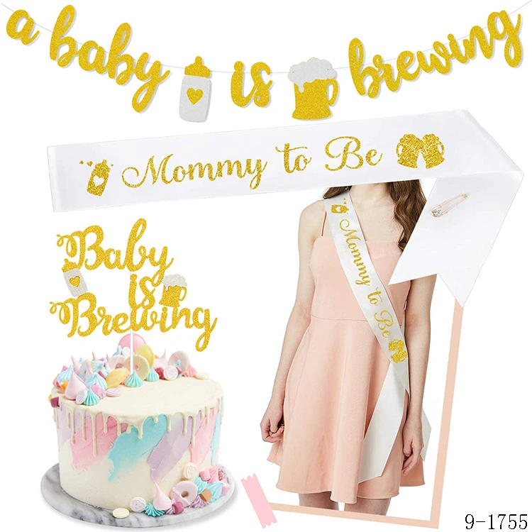 a baby is brewing banner cake topper mommy to be sash babyshower