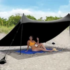 Deluxe XL Easy Up 4 Person Beach Tent Sun Shelter - Extended Zippered Porch Included