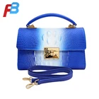 2019 new arrive fashion lady chain bag leather handbag metal key brass chain blue jelly bag women handbags