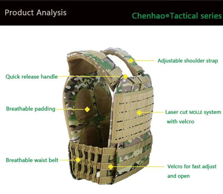 Custom Tactical Vest Gym Training Plate Carrier Adjustable Weighted Vest with Weights