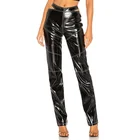 Leather material club pants women trouser moto pants