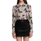 Blouses Butterfly Print Women's Casual Long Sleeve Printed Blouses Shirt Top