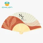 Chinese feature folk art bamboo fan fabric hand fan with custom logo