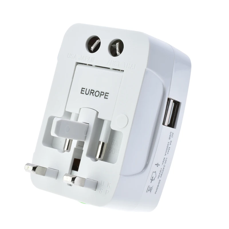 EU US UK AU Swiss Brazil Indonesia Canada France World All in One Universal Promotional Travel Adaptors With 2 Usb