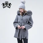 Cashmere overcoat cashmere women coat double side cashmere coat with belt and hood