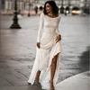 Modern Backless Full Sleeve Fitting Sheath Lace Wedding Dress Indian