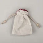 OEM Customized White cotton jewelry pouch bag with drawstring beads