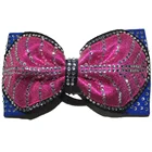 custom rhinestone transfer designs sparkle pink bling competition cheer bow with elastic band