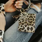 Wristlet Bracelet Keychain ID Card Credit Card Holder Wallet Purse with PU Leather Tassel Bangle Key Ring for Women Girls