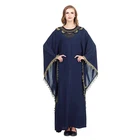 Custom Beautiful Butterfly Blue Abaya Robe Muslim Casual Burkha Girl Long Dress For Praying