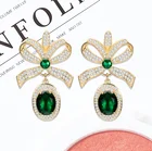 Diamond Earrings New Fashion Multicolor Gemstone Diamond Bowknot Design Crystal Pendant Drop Earrings