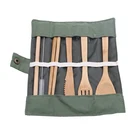 Wholesale custom logo bamboo set cutlery bamboo fiber cutlery set bamboo cutlery travel set