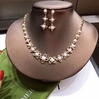 14K Gold Hot Selling Pearl Earring And Necklace Set