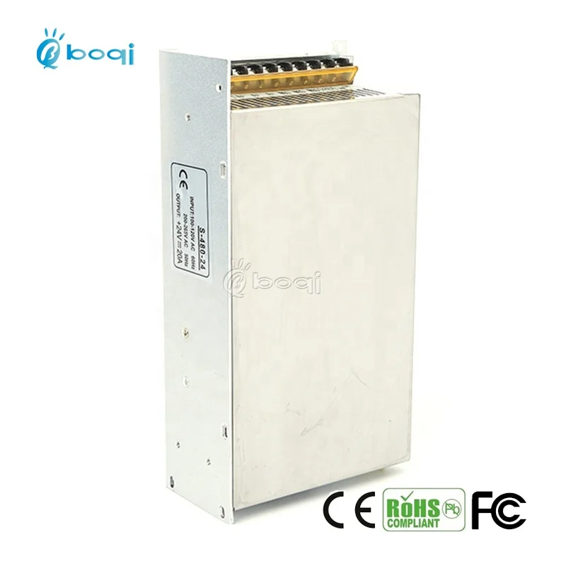 boqi CE FCC 24v power adapter 20a 480w led power supply for CCTV LED Strip