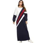 Fashion ladies clothes color block hoodie dress maxi women dress