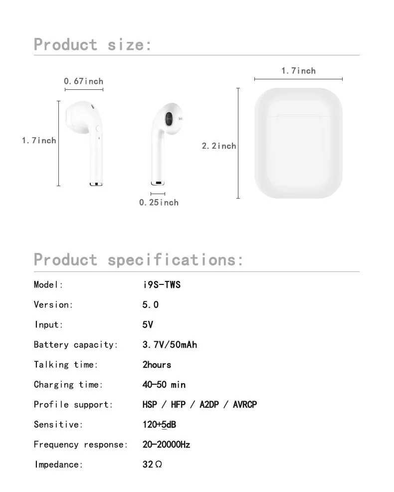 i9s TWS Headphones Earphone Bluetooth Wired Headset Wireless Bluetooth Earphones - ANKUX.COM