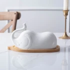 Elephant shape butter keeper plate individual ceramic dish