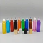 Factory Price 10ml Frosted Colored Gemstone Roller Glass Bottle With Gemstone Roll On Head For Essential Oil