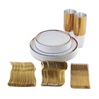 Disposable wedding dinner plates plastic 60pcs 7.5" 60pcs 10.25"