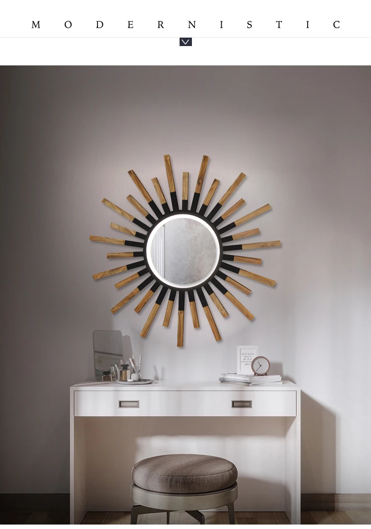 Hot sale metal interior decoration mirror led home bathroom glass wall light