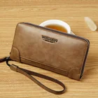Wallet WEIXIER Mens Secretary Checkbook Phone Holder Long Zipper Wallet Coffee