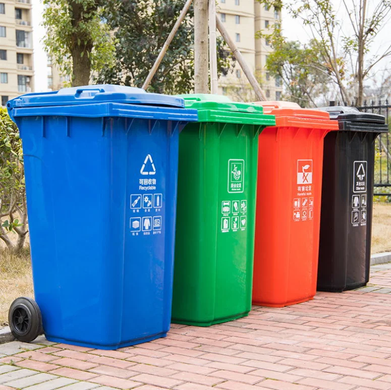 Best Selling Stackable Outdoor Public 240L HDPE Waste Bin with Wheels manufacture