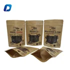custom printed ziplock stand up pouch biodegradable bags kraft paper bag window design