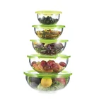 Hot selling high borosilicate heat resistant glass mixing bowl salad bowls with lid