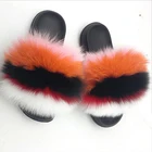 Fox Factory Direct Price Brown Fur Slippers Fox Blue Best Quality With