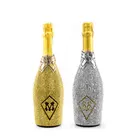 Factory Custom 750ml Glass Luxury Champagne Bottle With Bling Rhinestones Wine Bottles