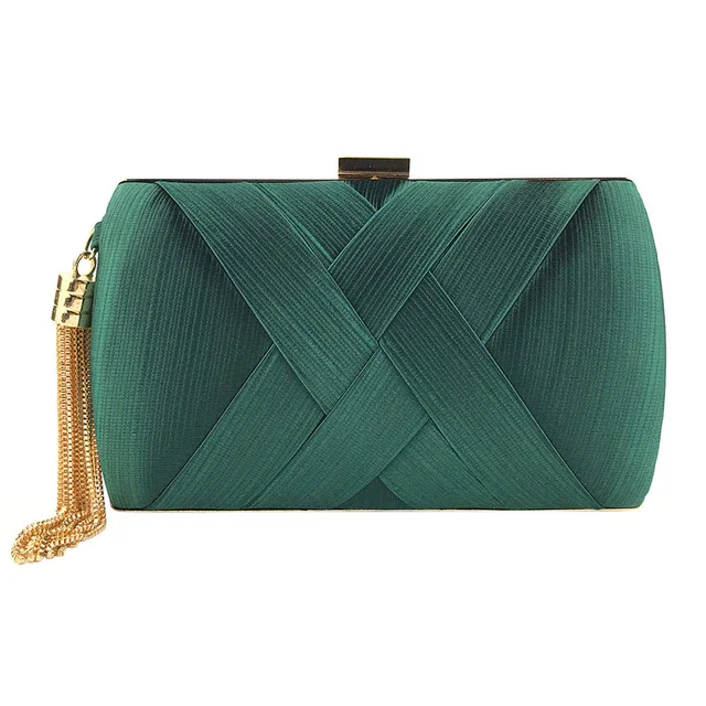 product-GF bags-New Arrival Silk Satin Metal Tassel Lady luxury evening clutch bags chain wedding pa-3