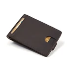 Fashion Bifold Crazy horse leather men's money clip RFID blocking card wallet