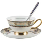 bone china tea cup with Saucer and spoon ,Northern Europe Romantic Style for espresso latte gift