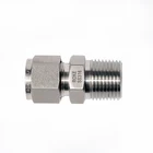 China Male Connector Fitting Stainless Steel 1/2"NPT Double Ferrule Male Connector Tube Fittings Union Compression China