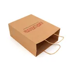 Luxury Fast Food Coffee Packaging Take Away Brown Kraft Paper Carrier Bag For Shopping Packaging