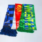 New Arrival Sport Fans Knitted Fan'S Polyester Shiny Knitted Scarf Flag Soccer Fan Scarves
