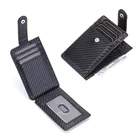 2020 new design genuine leather minimalist slim card holder carbon fiber rfid wallet