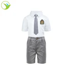 OEM custom made cheap england style primary boy white shirt grey school uniform short pant