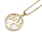 YTSBTXXDZ-274custom Copper Catholic Life Tree Necklace Round Pendant Zircon for Jewelry Making