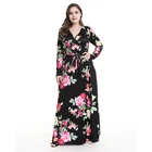 Best Selling Floral Print Ladies Long Sleeve Maxi 3XL Plus Size Dress Wholesale for women