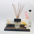 wholesale in stock 200ml transparent square bottle reed diffuser with wooden cap and gift packing XHRD-004-1