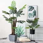 Logo Customization Plant Decorative Artificial Plastic Plant Variegated Indoor Decor Fabric Monstera Deliciosa