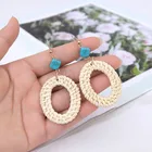 Wholesale trending new design gold stud handmade round wooden afro earrings for women 2020